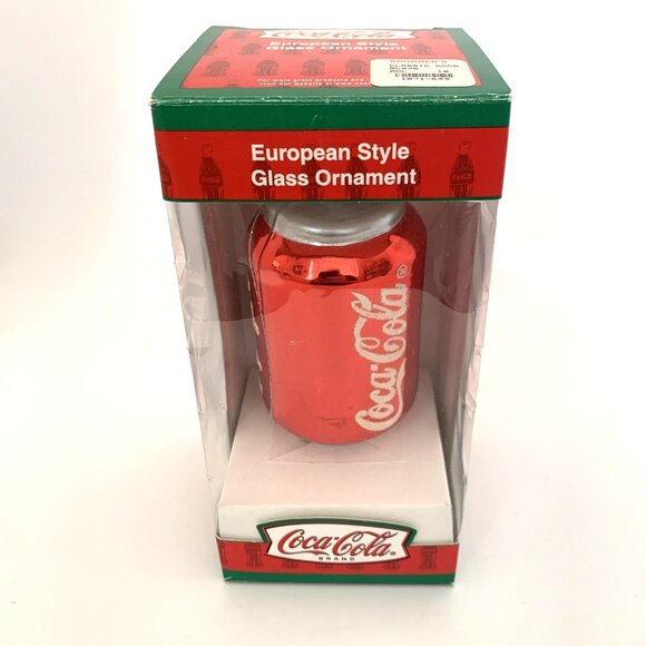 Coca-Cola Kurt Adler Glass Christmas Coke Can Ornament Handcrafted Vintage - Picture 1 of 6